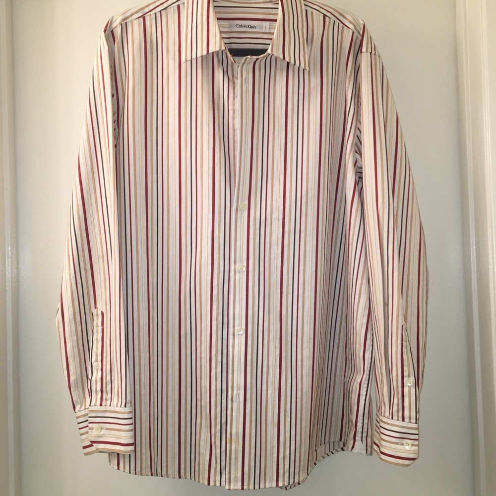 Large- Calvin Klein Striped Dress Shirt
